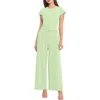 Maggy London Cap Sleeve Belted Jumpsuit In Fair Green