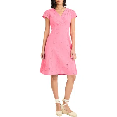 Maggy London Cap Sleeve Eyelet Minidress In Pink