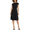 Maggy London Cap Sleeve Fit-and-flare Dress In Black