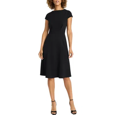 Maggy London Cap Sleeve Fit-and-flare Dress In Black