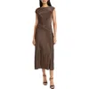 Maggy London Cap Sleeve Metallic Dress In Copper In Copper