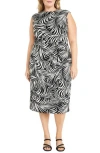 Maggy London Cap Sleeve Midi Sheath Dress
