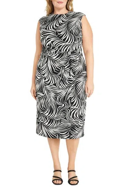 Maggy London Cap Sleeve Midi Sheath Dress