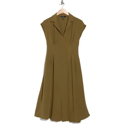 Maggy London Cap Sleeve Pleated Waist Fit & Flare Midi Dress In Green