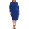 Maggy London Center Ruched Long Sleeve Dress In Blue
