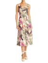 Maggy London Floral Midi Dress In Ivory/berry In Multi