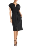 Maggy London Collared Midi A-line Dress In Black