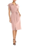 Maggy London Collared Midi A-line Dress In Shell Pink