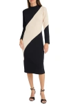 MAGGY LONDON MAGGY LONDON COLORBLOCK LONG SLEEVE MIDI DRESS