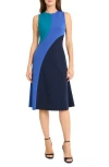 Maggy London Colorblock Sleeveless Fit & Flare Midi Dress In Purple