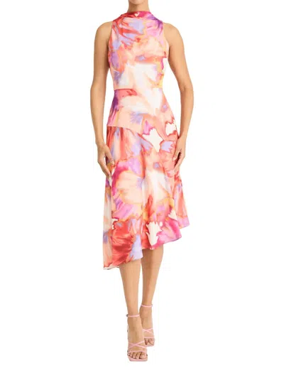 MAGGY LONDON COWL NECK MIDI SLIP DRESS IN IVORY ORANGE
