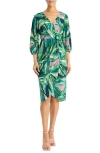 Maggy London Crepe Midi Dress In Navy/green