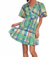 Maggy London Donna Morgan Green Mint Plaid Mini Dress In Multi In Green