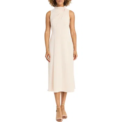 Maggy London Draped Bodice Flared Midi Dress In Horn