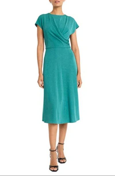 Maggy London Draped Bodice Knit Midi Dress In Deep Jungle