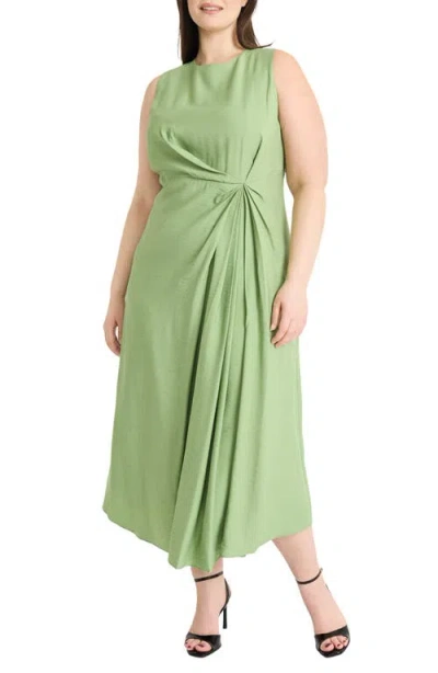 Maggy London Draped Faux Wrap Midi Dress