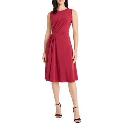 Maggy London Draped Midi Dress In Red