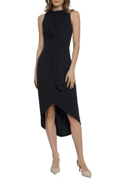 Maggy London Draped Midi Dress In Black