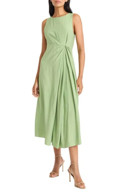 Maggy London Draped Midi Dress In Green Eyes