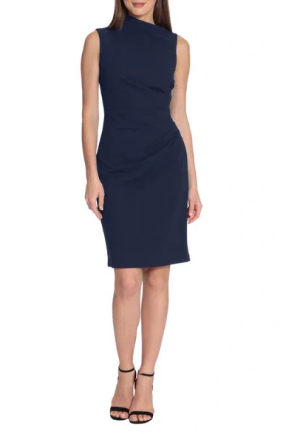Maggy London Draped Sheath Dress In Navy Blazer