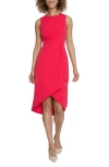 Maggy London Draped Sleeveless Midi Dress In Raspberry