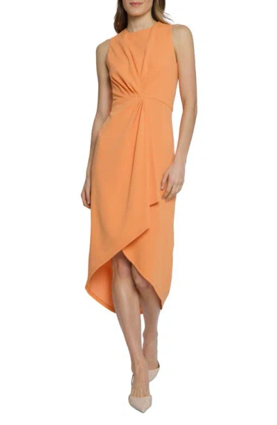 Maggy London Draped Sleeveless Midi Dress In Orange