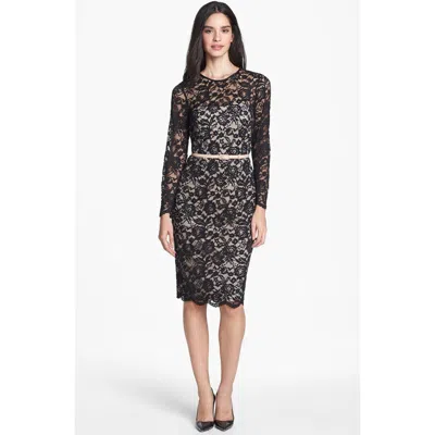 Maggy London Embroidered Lace Overlay Midi Dress In Black