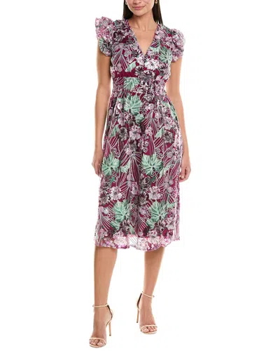 Maggy London Embroidered Midi Dress In Purple