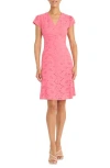 Maggy London Eyelet Cap Sleeve Dress In Honeysuckle