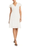 Maggy London Eyelet Cap Sleeve Dress In White