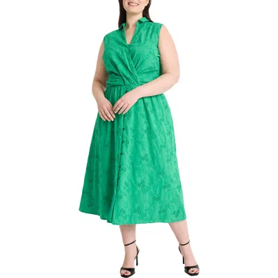 Maggy London Eyelet Front Wrap Sleeveless Maxi Dress In Jelly Bean