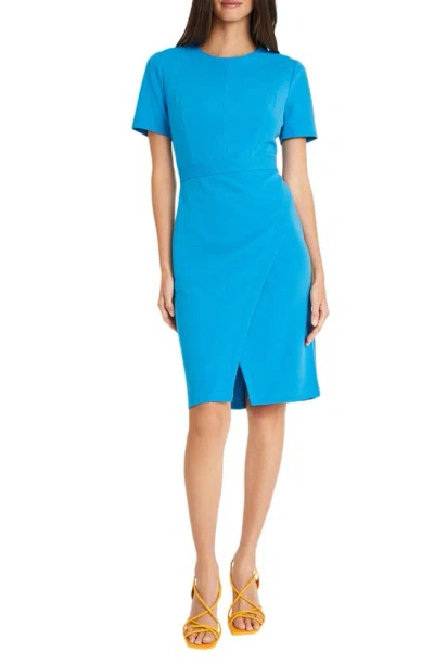 Maggy London Faux Wrap Sheath Dress In Clematis Blue
