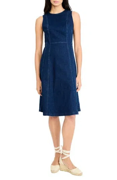 Maggy London Fit & Flare Denim Dress In Blue