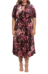 MAGGY LONDON MAGGY LONDON FLORAL KEYHOLE MIDI DRESS