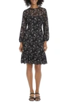 Maggy London Floral Lace Long Sleeve Fit & Flare Dress