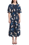 Maggy London Floral Midi Dress In Blue