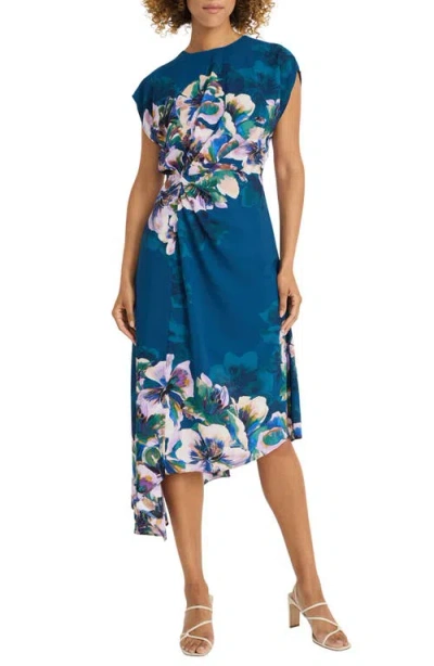 MAGGY LONDON MAGGY LONDON FLORAL PRINT ASYMMETRIC DRESS