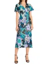 Maggy London Floral Print Dress In Teal/green In Multi