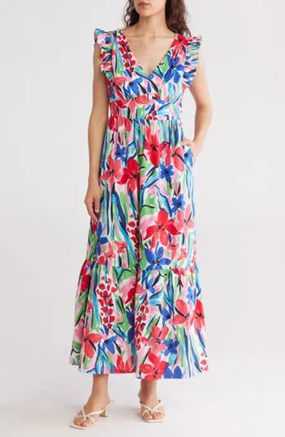 Maggy London Floral Ruffle Tiered Maxi Dress In Multi