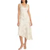 Maggy London Floral Sequin Asymmetric Midi Dress In Ivory/g/silver