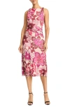 Maggy London Womens Floral Print Polyester Midi Dress In Purple