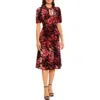 Maggy London Floral Velvet Midi Dress In Raisin/wine/olive