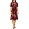 Maggy London Floral Velvet Midi Dress In Red