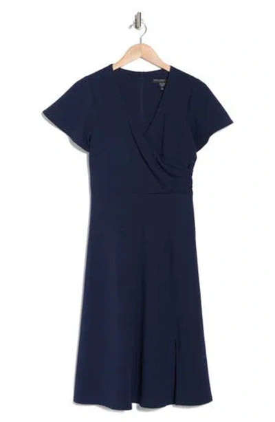 Maggy London Flutter Sleeve Dress In Navy Blazer