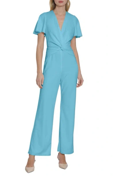 Maggy London Flutter Sleeve Jumpsuit In Milky Blue