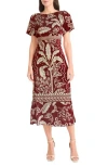 Maggy London Flutter Sleeve Midi Dress