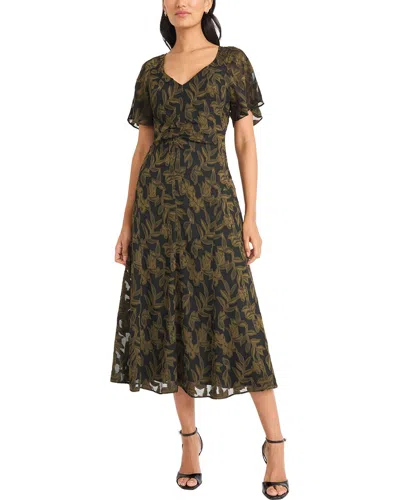Maggy London Flutter Sleeve Midi Dress In Green