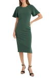 Maggy London Flutter Sleeve Sheath Dress In Green