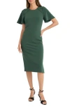 Maggy London Flutter Sleeve Sheath Dress In Green