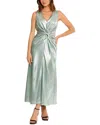 Maggy London Front Twist Satin Maxi Dress In Grey